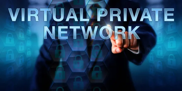 Enterprise Bruger Rører Virtual Private Network Skærm Informationsteknologi Koncept Forretningsmodel - Stock-foto
