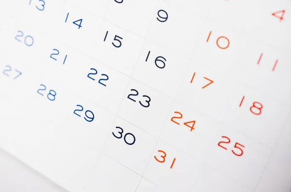 Detalle Una Página Calendario Con Enfoque Selectivo —  Fotos de Stock