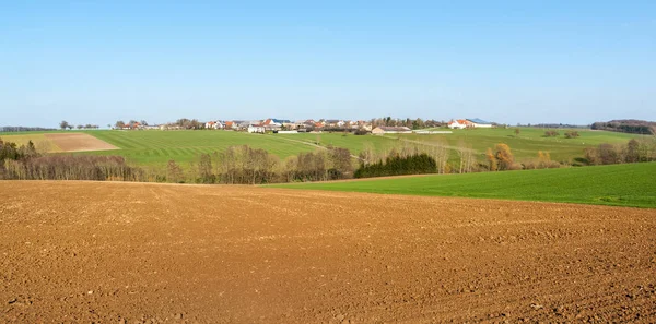 Agrarlandschaft Mit Hohenlohischem Dorf Namens Kuensbach — Stockfoto