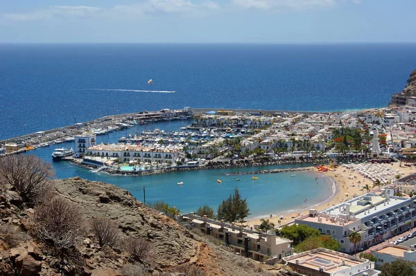 Vista Dall Argine Puerto Mogan Con Suo Porto Turistico — Foto Stock