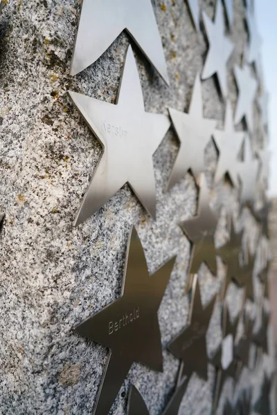 Estrelas Com Costuras Doadores Para Reconstrução Uma Ponte Magdeburgo — Fotografia de Stock