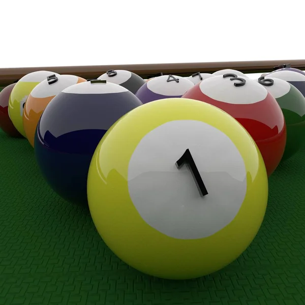 Billiard Balls Number Close Rendering — Stock Photo, Image