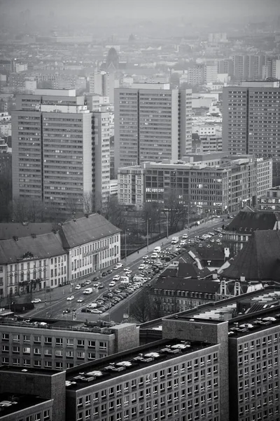 Una Mirada Berlín Desde Pov Elevado Blanco Negro — Foto de Stock