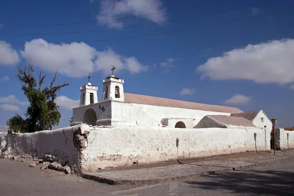 Sivatagi Templom Chiu Chiu Oázisában Atacama Chile — Stock Fotó