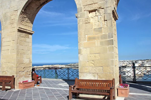 Malta Valletta Blick Von Den Oberen Barakka Gärten Auf Die — Stockfoto