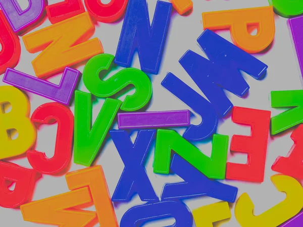 Englisches Alphabet Buchstaben Plastik Spielzeugfiguren Mit Lebendigen Veränderten Farben — Stockfoto