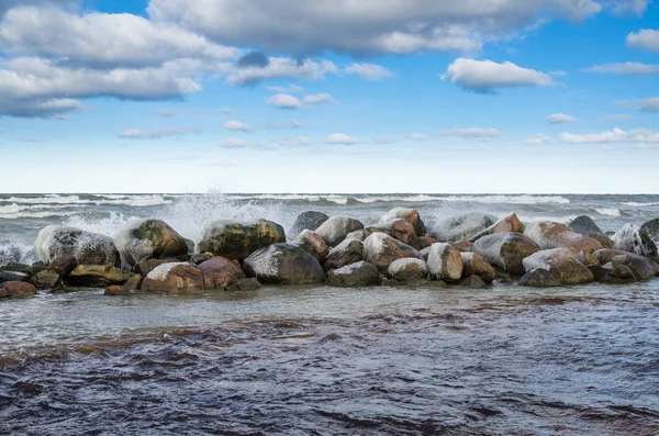 Havet Vågor Klipporna Marinmålning — Stockfoto