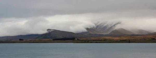 Felhők Dobson Hegy Felett Nyári Jelenet Zélandon — Stock Fotó