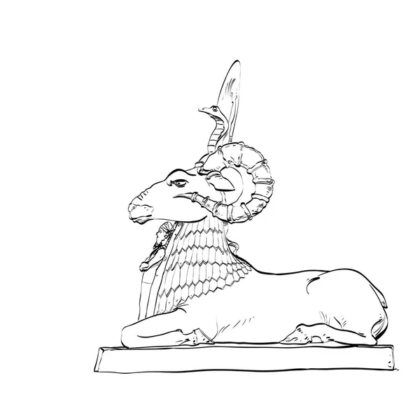 Золота Вівця Статуя Тваринна Фея Чорно Біла Ілюстрація Казка Пригоди — стокове фото