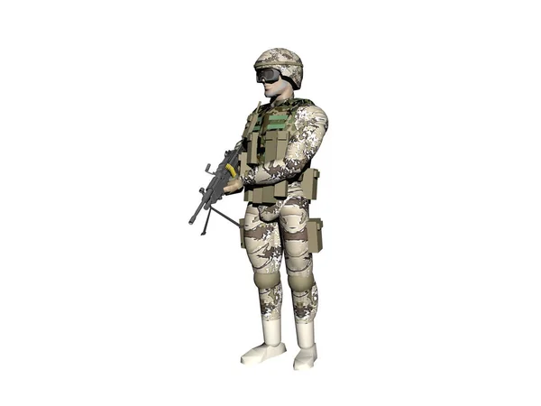 Asker Silah Ordu Üniforma Savaş Kıyafeti Miğfer Nöbetçi Kamuflaj Kıyafeti — Stok fotoğraf