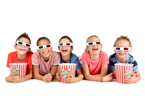 Skupina Dětí Brýlemi Popcorn — Stock fotografie