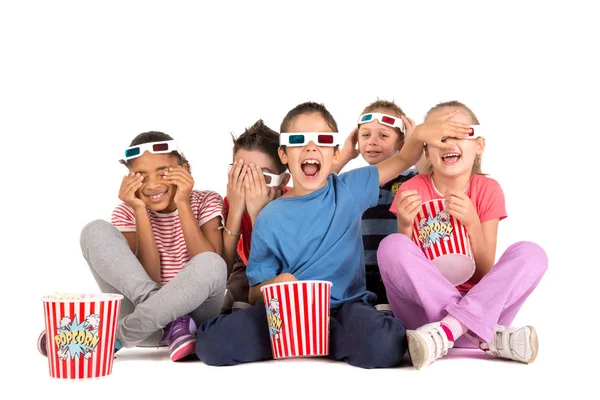 Grupa Dzieci Okulary Popcorn — Zdjęcie stockowe