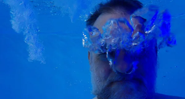 Beautiful Underwater Woman Blue Background — Stock Photo, Image