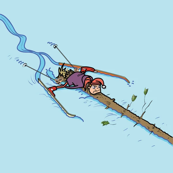 スキーヤーが木に衝突した ウィンタースポーツ スキー降下 — ストック写真