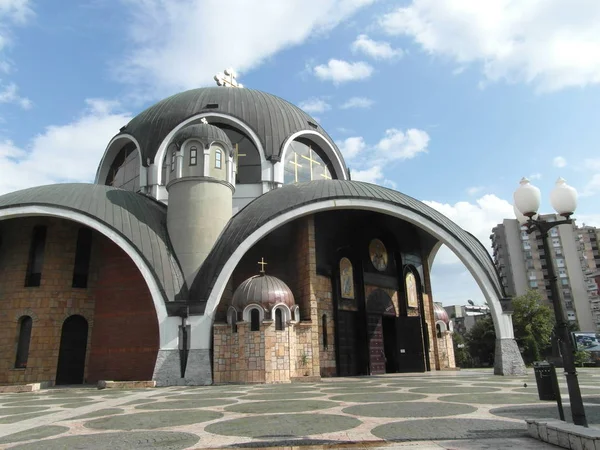 Edificio Iglesia Atípico Ciudad Skopie Macedonia — Foto de Stock