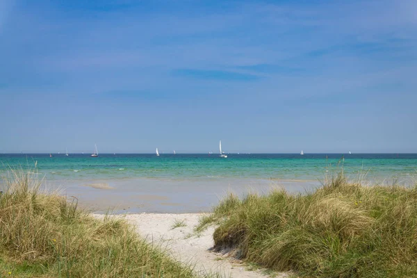 Camino Playa Del Mar Báltico Con Barcos Vela Fondo Alemania — Foto de Stock