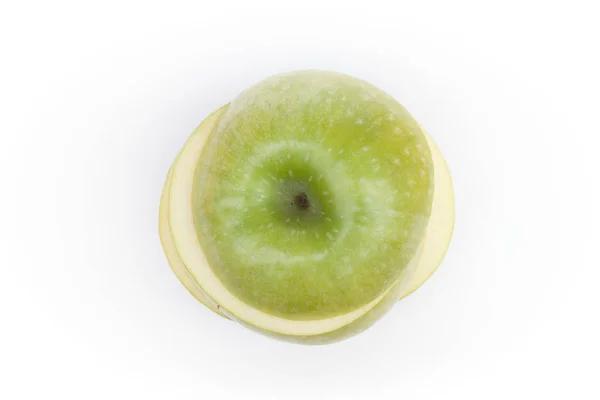 Sliced Green Apple White Background Stock Photo — Stock Photo, Image
