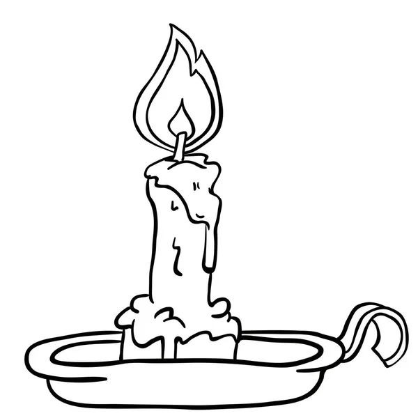 Black White Candle Cartoon Isolated White — Stock Photo, Image