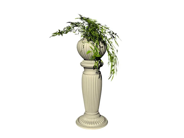 Dekorative Vase Mit Blumen Isoliert Auf Weißem Hintergrund — Stockfoto