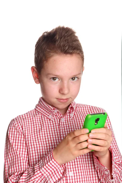 Boy Smartphone Daytime — Stock Photo, Image