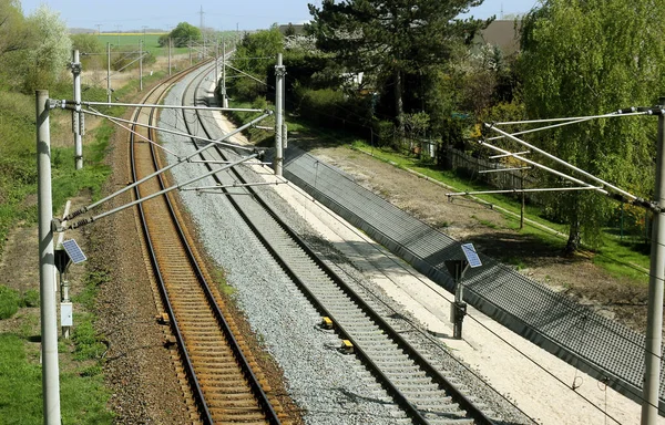 Şehirdeki Tren Rayları — Stok fotoğraf