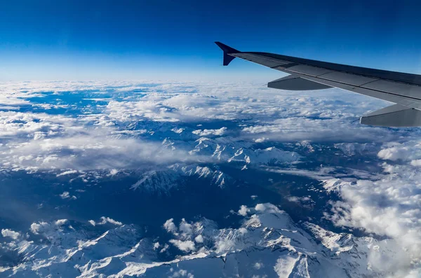 Vista Avião Com Asas Sobre França Atlântica Alpenme — Fotografia de Stock