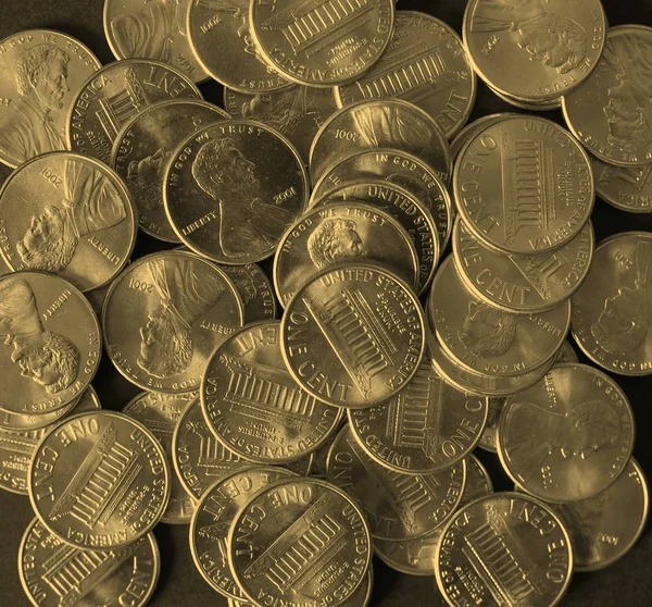 Moneta Centesimo Penny Grano Degli Stati Uniti Sfondo Nero Aspetto — Foto Stock