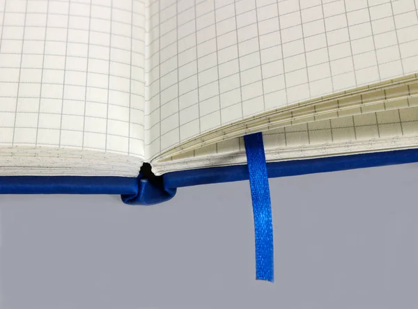 Caderno Azul Com Detalhes Papel Gráfico Marcador Cinza Volta — Fotografia de Stock