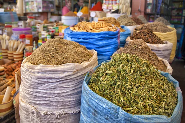Colorful Spices Herbs Seeds Oriental Market Medina African Port City Royalty Free Stock Photos