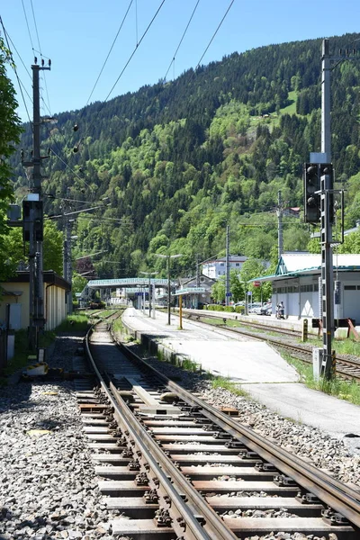 Railway Track Standard Gauge Track Railroad Railway Two Lane Electrified — Stock Fotó