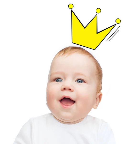 Pessoas Infância Conceito Realeza Felicidade Close Bebê Sorridente Feliz Com — Fotografia de Stock