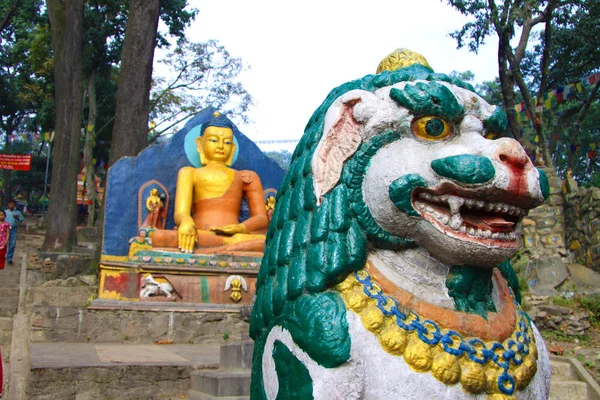 Φιγούρες Πόδια Του Swayambhunath Stupa Kathmandu — Φωτογραφία Αρχείου