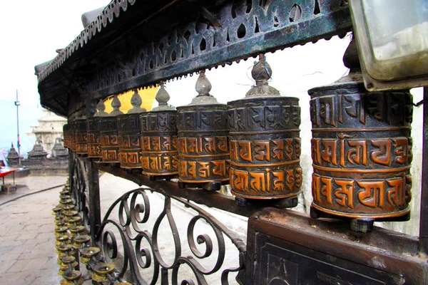 Ruote Preghiera Sul Swayambhunath Stupa Kathmandu — Foto Stock