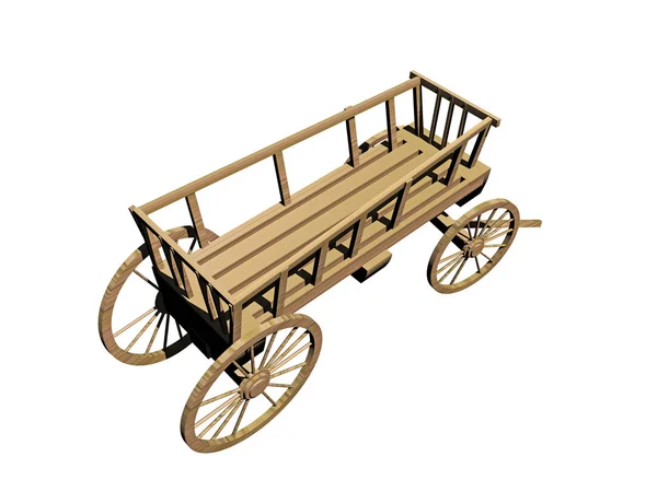 Wooden Wagon Wheel Isolated White Background — Stock Photo, Image