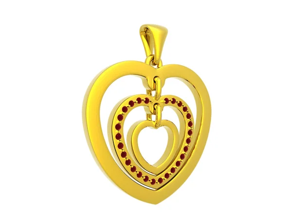 Golden Jewelry Ring Heart White Background — Stock Photo, Image