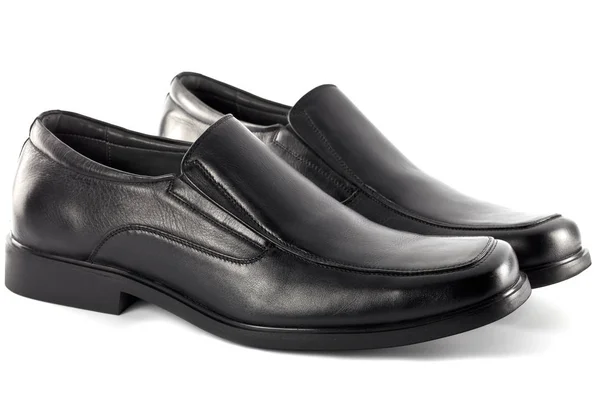 Moderne Zwarte Leren Schoenen Voor Mannen Mannen Geen String Geïsoleerd — Stockfoto