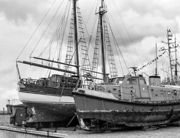 Old Collapsing Sailboats Dock Close — Stock Photo, Image