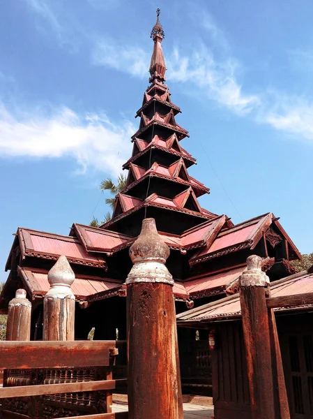 Bagaya Kyaung Manastırı Teak Ahşap Antik Kentin Inwa Ava Mandalay — Stok fotoğraf