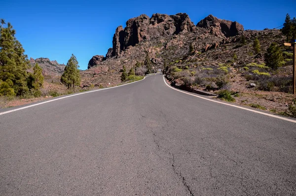 Long Empty Desert Asphalt Road Canary Islands Spain — Stock Photo, Image
