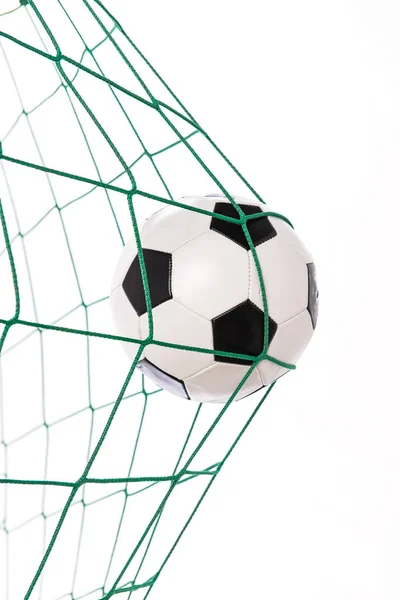 Soccer Ball Green Goal Front White Background — Stock Photo, Image