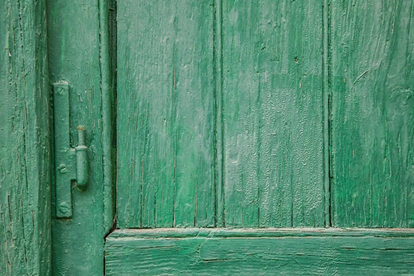 Porta Madeira Verde Recentemente Pintada Painéis Janela Com Dobradiça — Fotografia de Stock