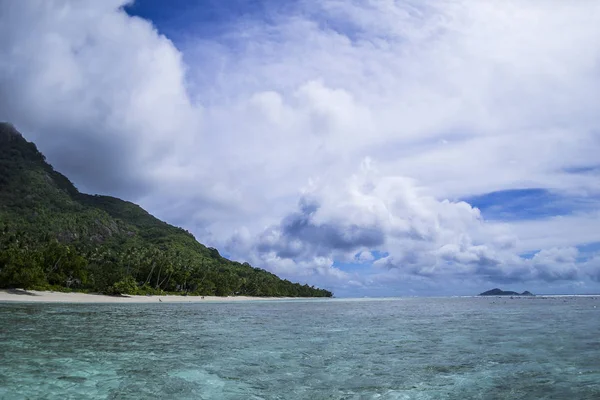 Silueta Isla Soñada Las Seychelles — Foto de Stock