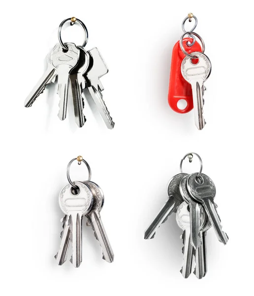Key Ring House Door Keys Collection Isolated White Background — Stock Photo, Image