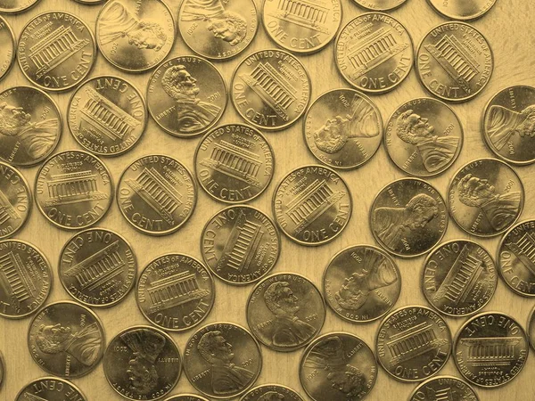 Moneta Degli Stati Uniti Monete Centesimo Aspetto Seppia Vintage — Foto Stock