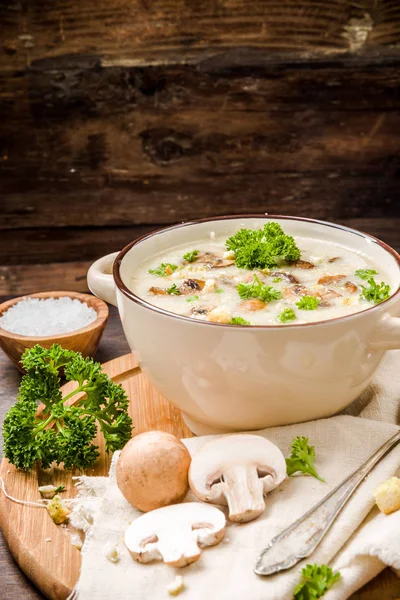 Mushroom Soup Parsley Mushrooms — Stock Photo, Image