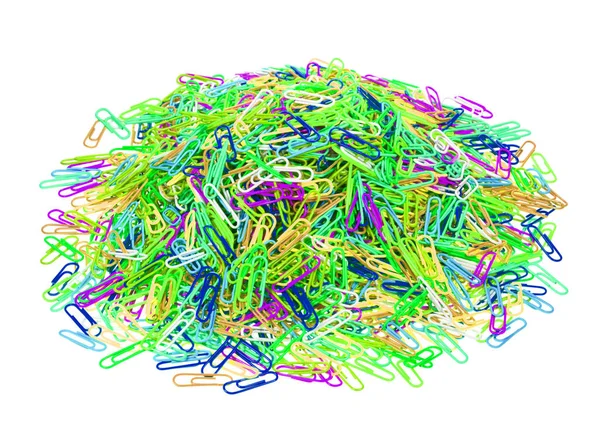 2000 Colored Paper Clips Pile White Background — Stock Photo, Image