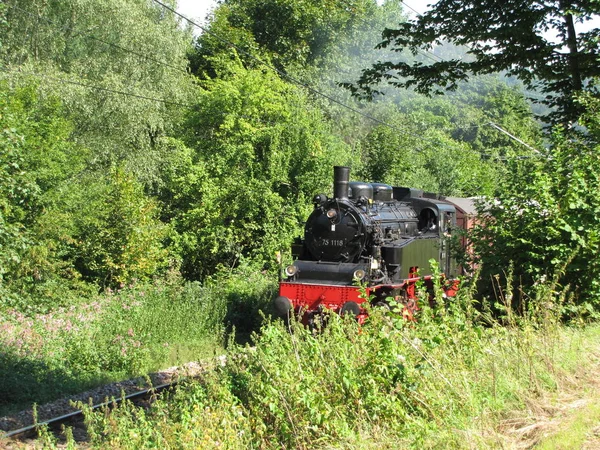 Velho Trem Locomotivo Vapor Veículo Ferroviário — Fotografia de Stock