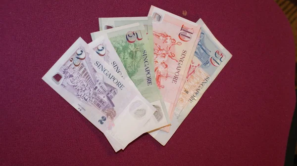 Singapura Dinheiro Vários Dólares Dinheiro Pagamento Papel — Fotografia de Stock