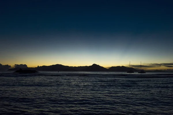 Západ Slunce Digue Výhledem Praslin — Stock fotografie