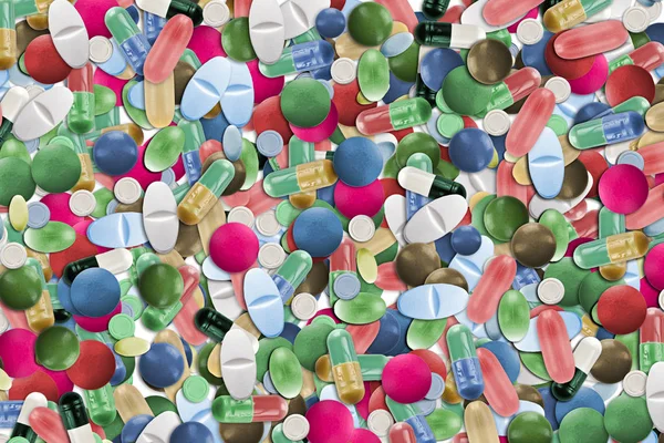 Colagem Comprimidos Coloridos — Fotografia de Stock